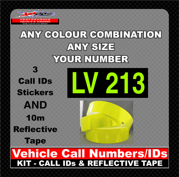 vehicle call numbers ids kit call id and reflective tape