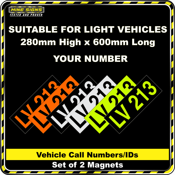 Hi Vis Light Vehicle Call Number/ID Class 1 (Set of 2 Magnets)