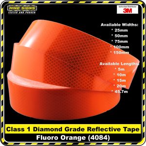 3M Fluoro Orange (4084) Diamond Grade Class 1 Reflective Tape