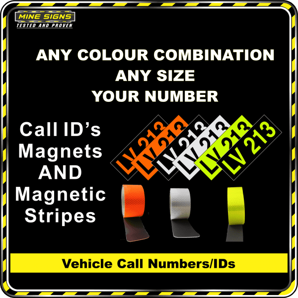 Hi Vis Light Vehicle Call Number/ID Class 1 (Set of Magnetic IDs & Reflective Stripes)