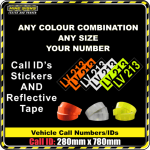 Hi Vis Light Vehicle Call Number/ID Class 1 (Set of Adhesive IDs & Reflective Tape) 280mm x 780mm Product Backgrounds - Call ID & Tape Kits 280 x 780 MS