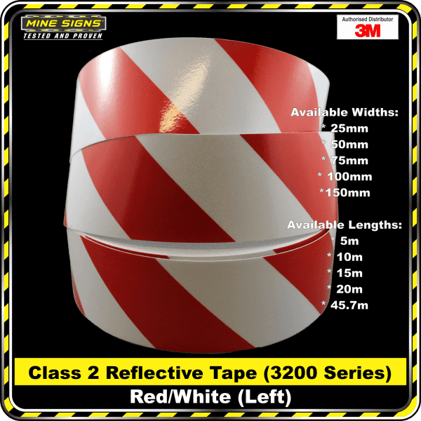 3m red/white class 2 3200 series reflective tape left