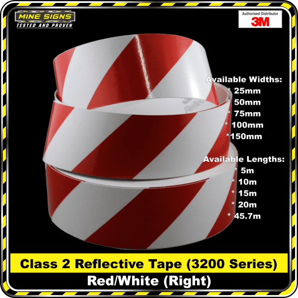 3m red/white class 2 3200 series reflective tape right
