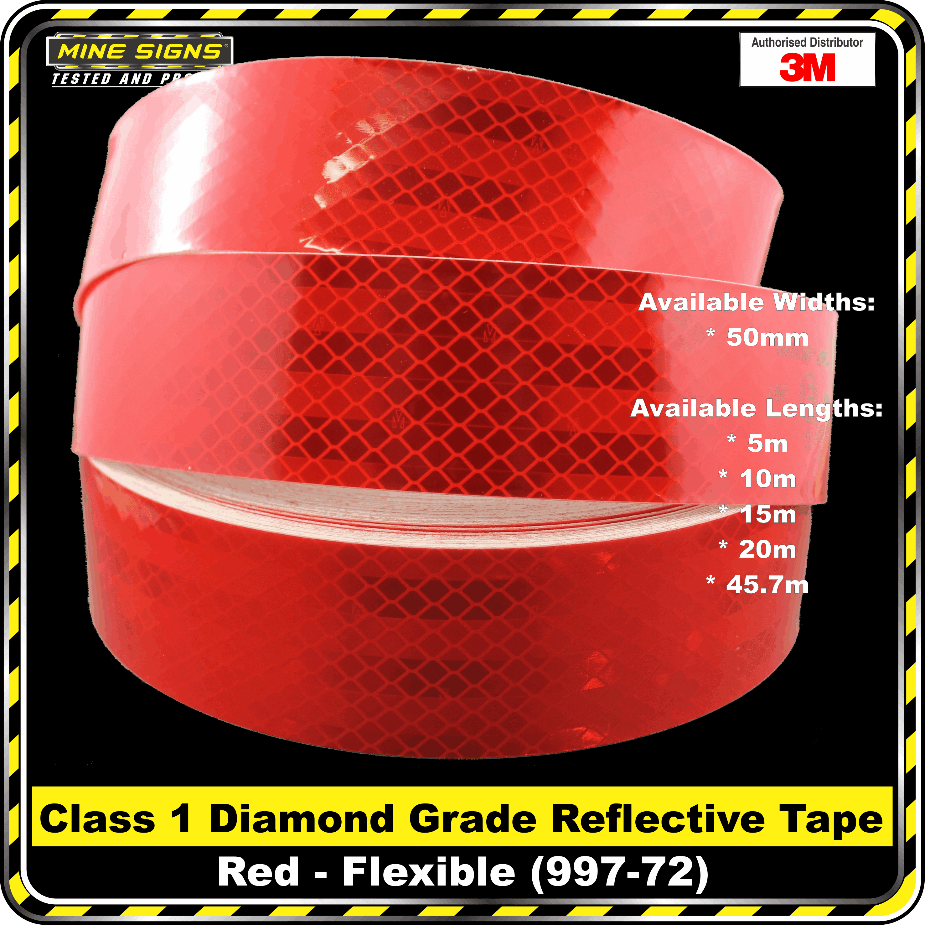 3M Red (997-72) Diamond Grade Class 1 Flexible Reflective Tape