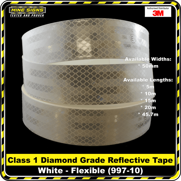3M White (997-10) Diamond Grade Class 1 Flexible Reflective Tape
