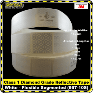 3M White (997-10S) Diamond Grade Class 1 Flexible Reflective Tape Segmented