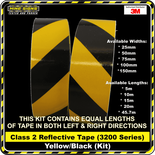 3M Yellow/Black Class 2 (3200 Series) Reflective Tape - KIT