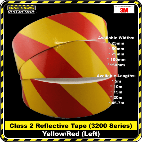 3m yellow/red class 2 3200 series reflective tape left