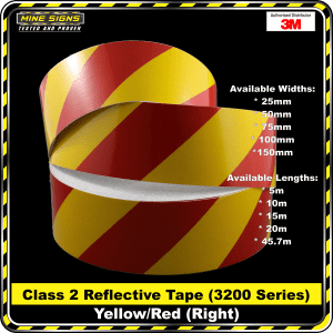 3m yellow/red class 2 3200 series reflective tape right