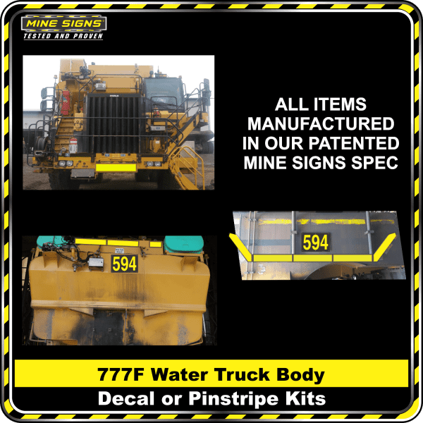 Mine Signs Spec Kit - Cat 777F Water Truck Body decal pinstripe
