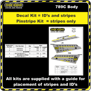 Mine Signs Spec Kit - Cat 789C Body decal pinstripe kit