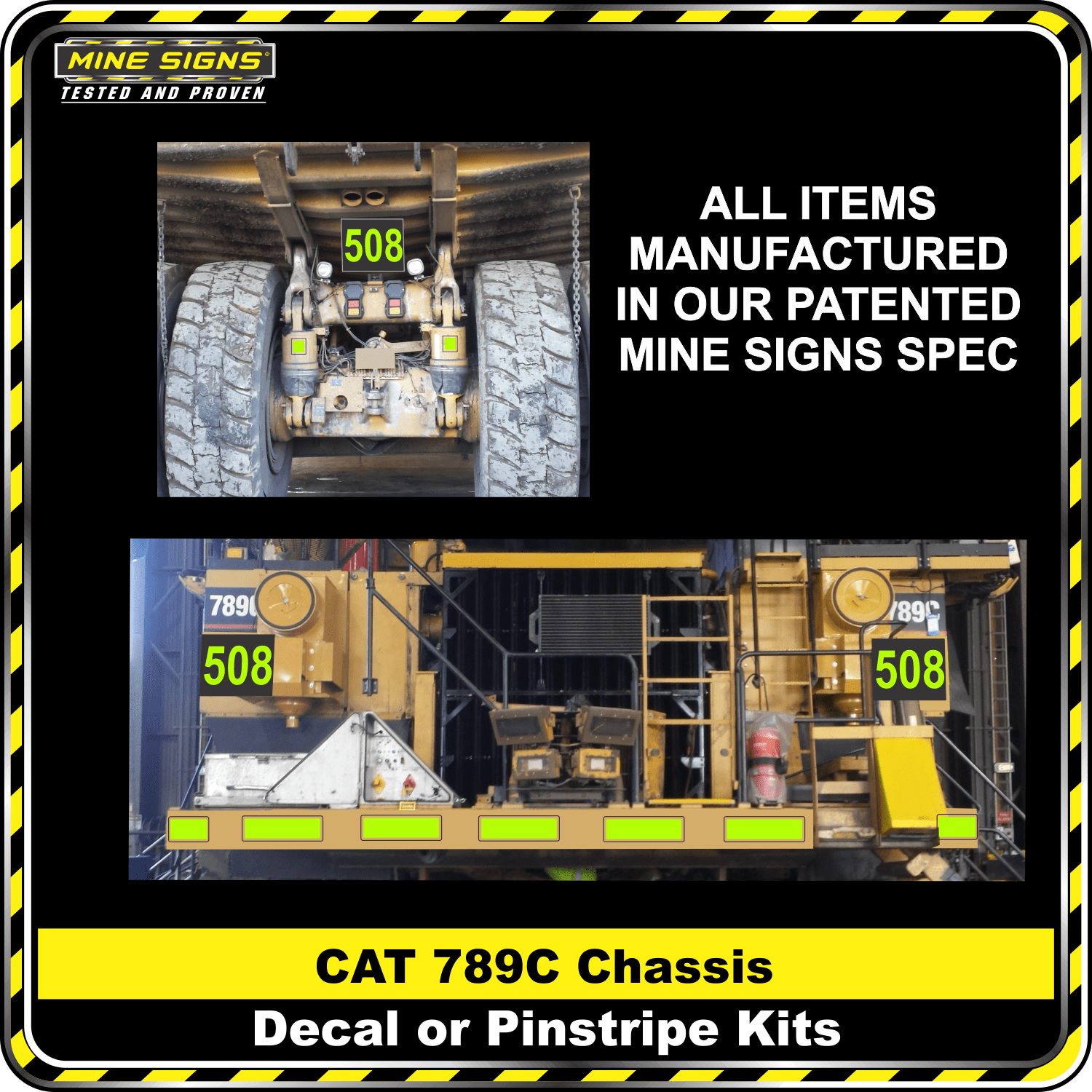 Mine Signs Spec Kit - Cat 789C Chassis decal pinstripe