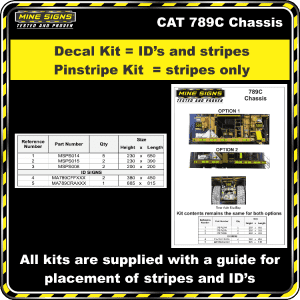 Mine Signs Spec Kit - Cat 789C Chassis decal pinstripe kit