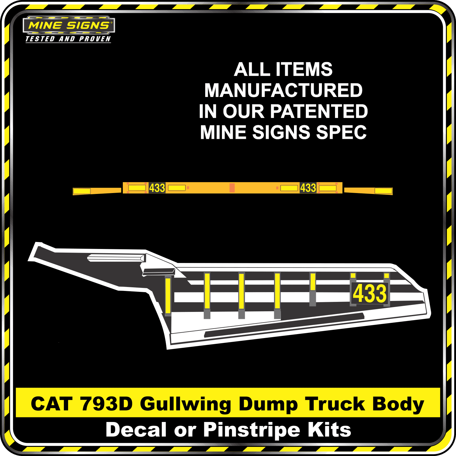 Mine Signs Spec Kit - Cat 793D Gullwing Body decal pinstripe