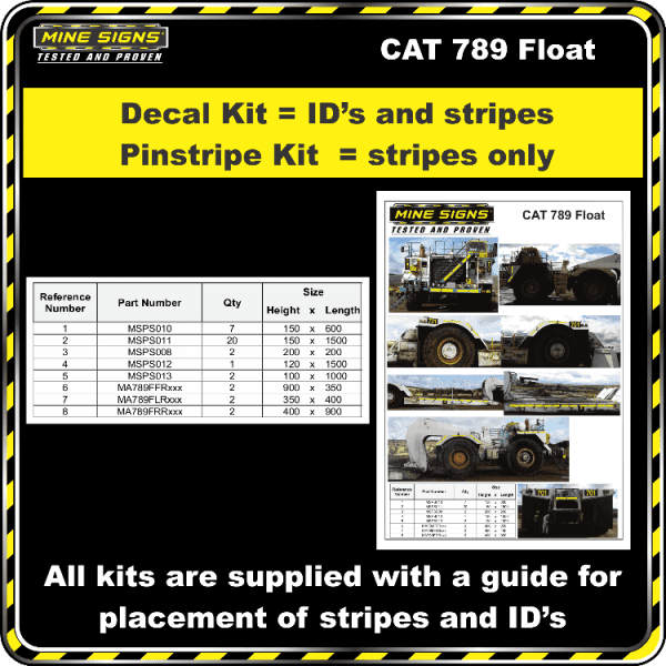 Mine Signs Spec Kit - Cat 789 Float decal pinstripe kit