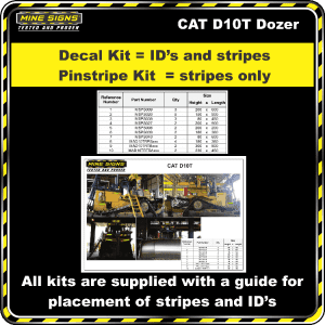 Mine Signs Spec Kit - Cat D10T decal pinstripe kit
