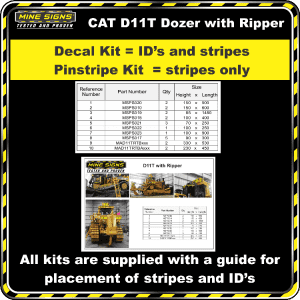 Mine Signs Spec Kit - Cat D11T With Ripper pinstripe decal kit