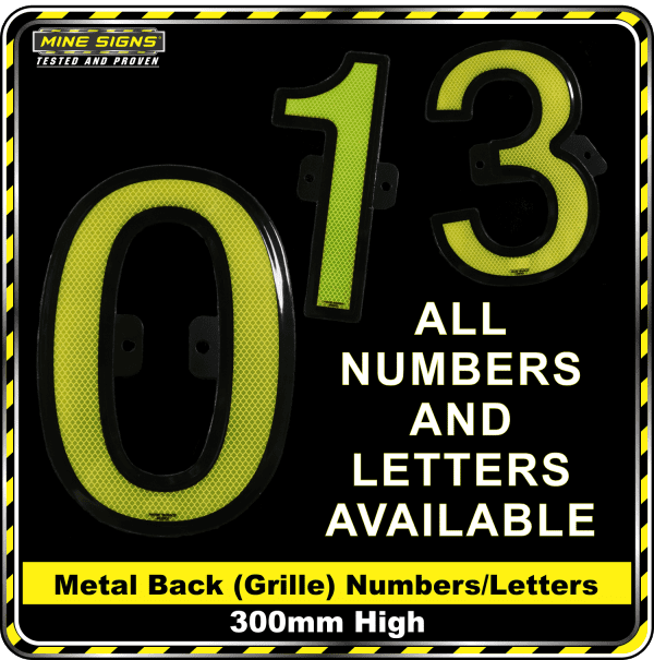 Mine Signs Spec Metal Back (Grille) Numbers 300mm
