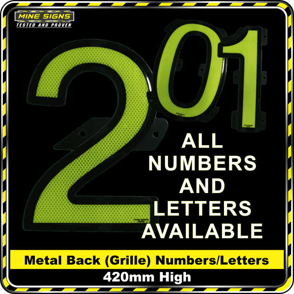 : Mine Signs Spec Metal Back (Grille) Numbers 420mm