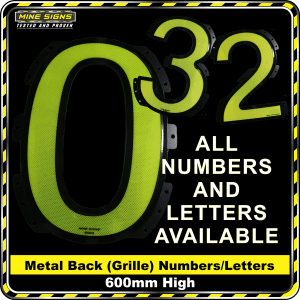 Mine Signs Spec Metal Back (Grille) Numbers 600mm
