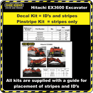 Mine Signs Spec Kit - Hitachi EX3600 decal kit pinstripe kit
