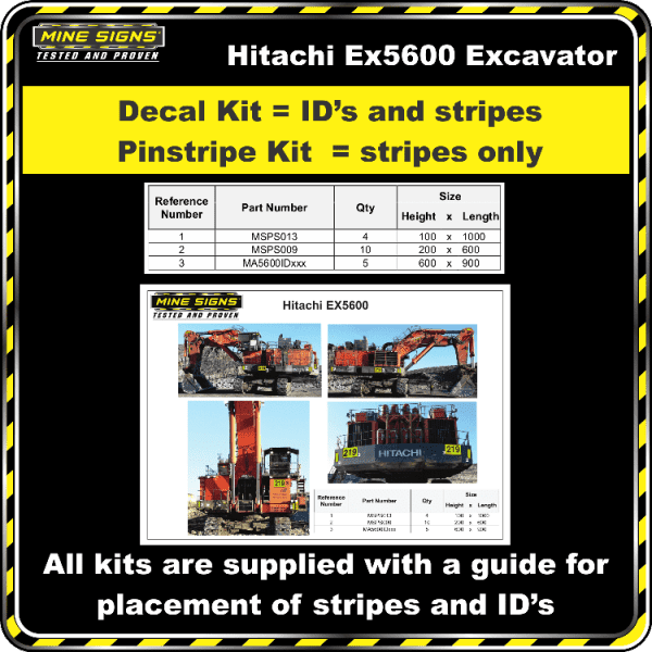 Mine Signs Spec Kit - Hitachi EX5600 decal kit pinstripe kit