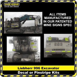 Mine Signs Spec Kit -Liebherr 996 decal pinstripe