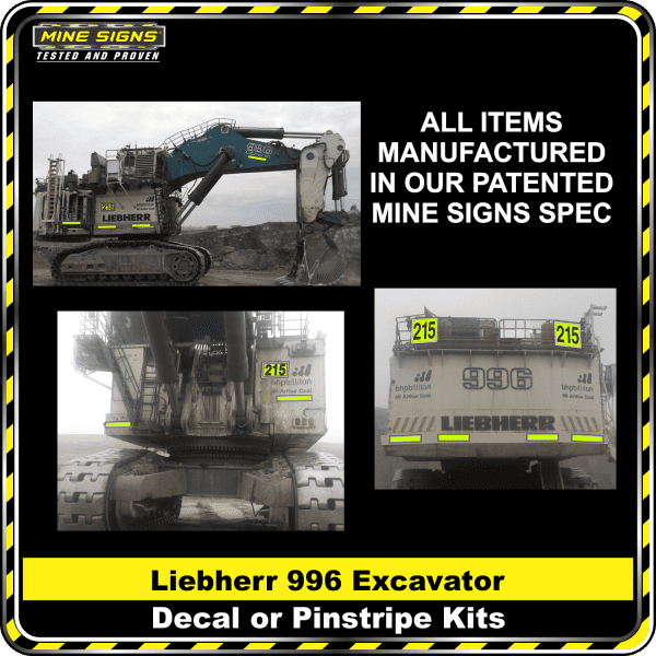 Mine Signs Spec Kit -Liebherr 996 decal pinstripe