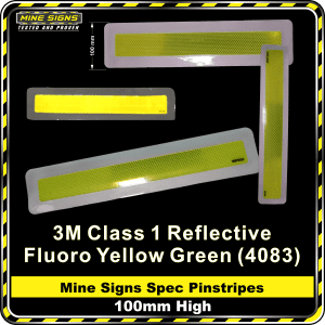Mine Signs Spec Pinstripe 100mm High fyg fluoro yellow green
