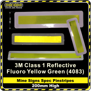Mine Signs Spec Pinstripe 200mm High fyg fluoro yellow green