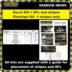 Mine Signs Spec Kit - Sandvik DR460 decal kit pinstripe kit