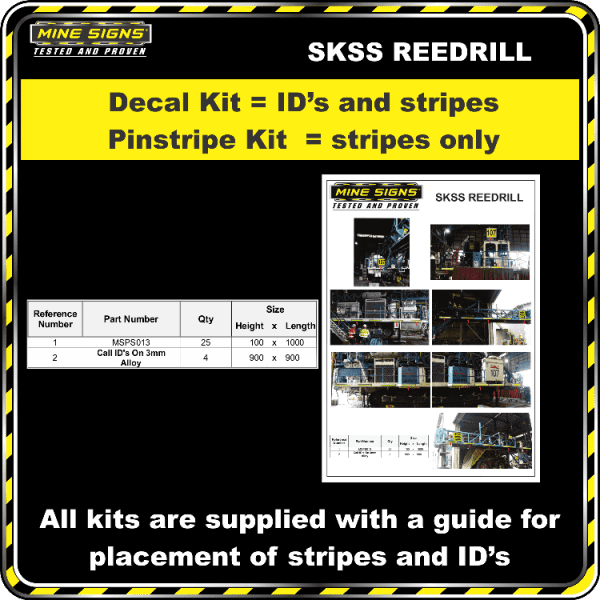 Mine Signs Spec Kit - SKSS Reedrill decal pinstripe