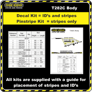 Mine Signs Spec Kit - Cat T282C Body decal pinstripe