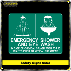 emergency shower and eye wash in case of chemical splash wash for 15 minutes prior to medical treatment