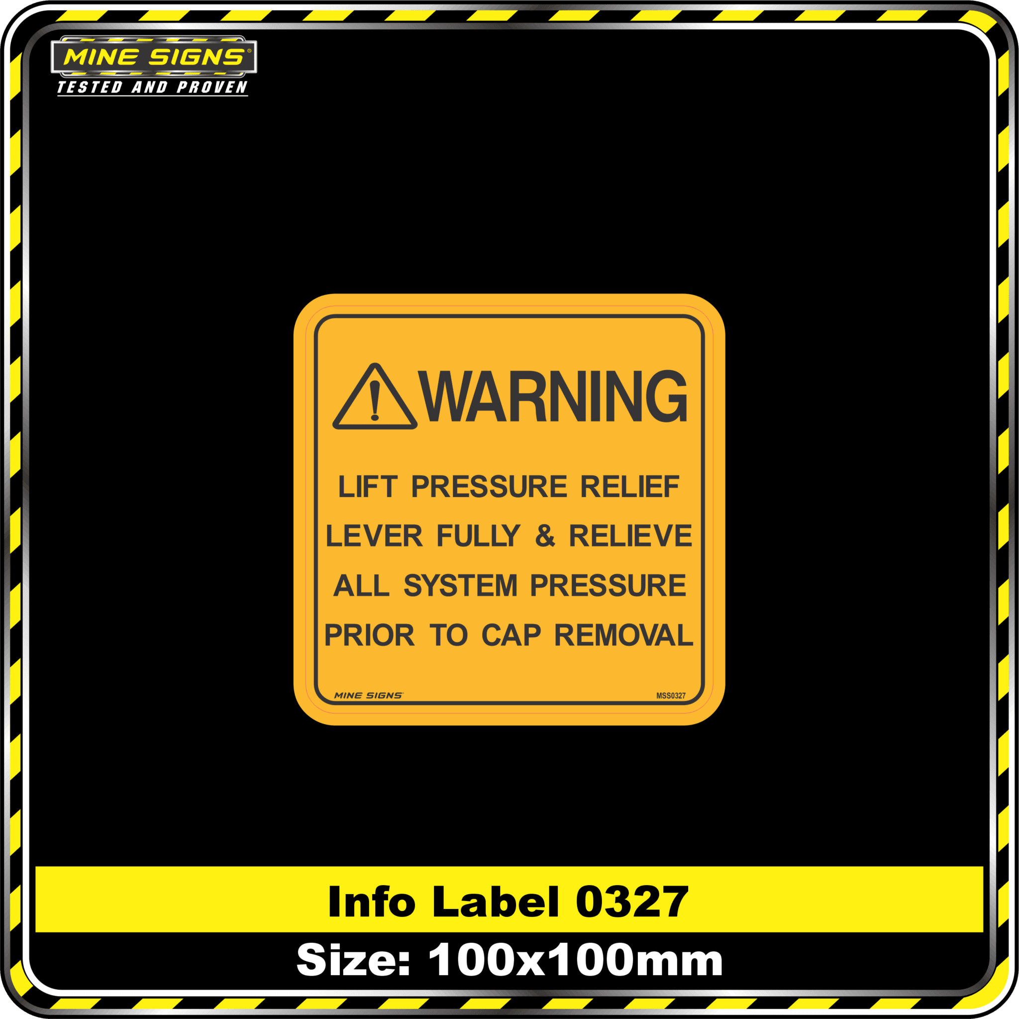 Warning Lift Pressure Relief Lever Fully & Relieve All System Pressure Prior to Cap Removal