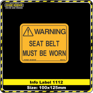 Warning Seat Belt Must Be Worn