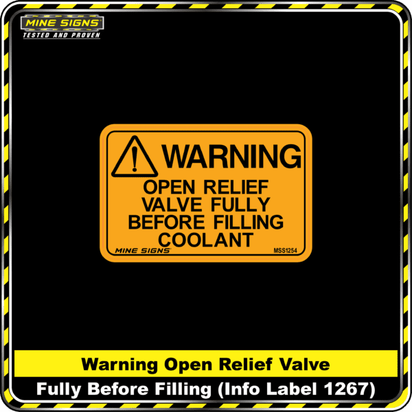 MS - Product Background - Safety Signs - Warning Open Relief Valve Fully Before Filling 1267