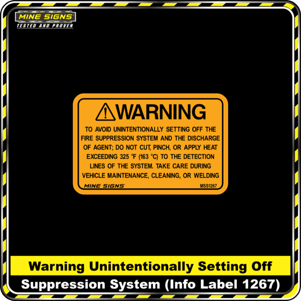 MS - Product Background - Safety Signs - Warning Unintentionally setting off Supression System 1267
