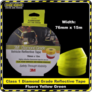 3M Fluoro Yellow Green 76mm X 15m Diamond Grade Class 1 Reflective Tape (983-23) Backgrounds - Tape - Yellow Class 1 3em 76-15 MS1