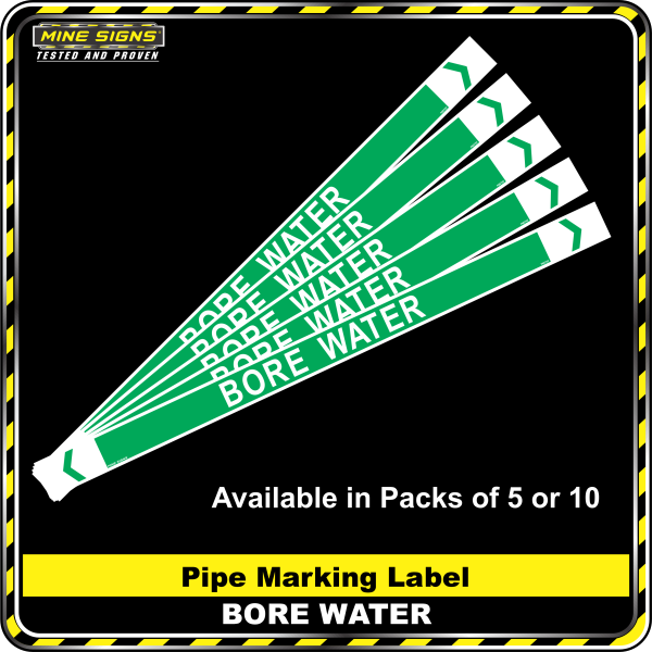 Pipe Marking Label - Bore Water MS - Pipe Markers - Bore Water