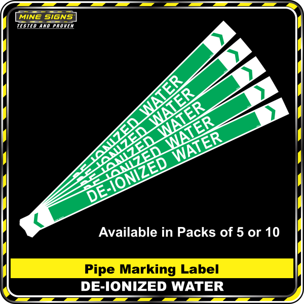 Pipe Marking Label - De-ionized Water MS - Pipe Markers - De-ionised Water
