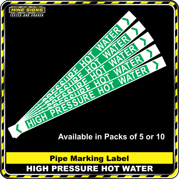 Pipe Marking Label - High Pressure Hot Water MS - Pipe Markers - High Pressure Hot Water