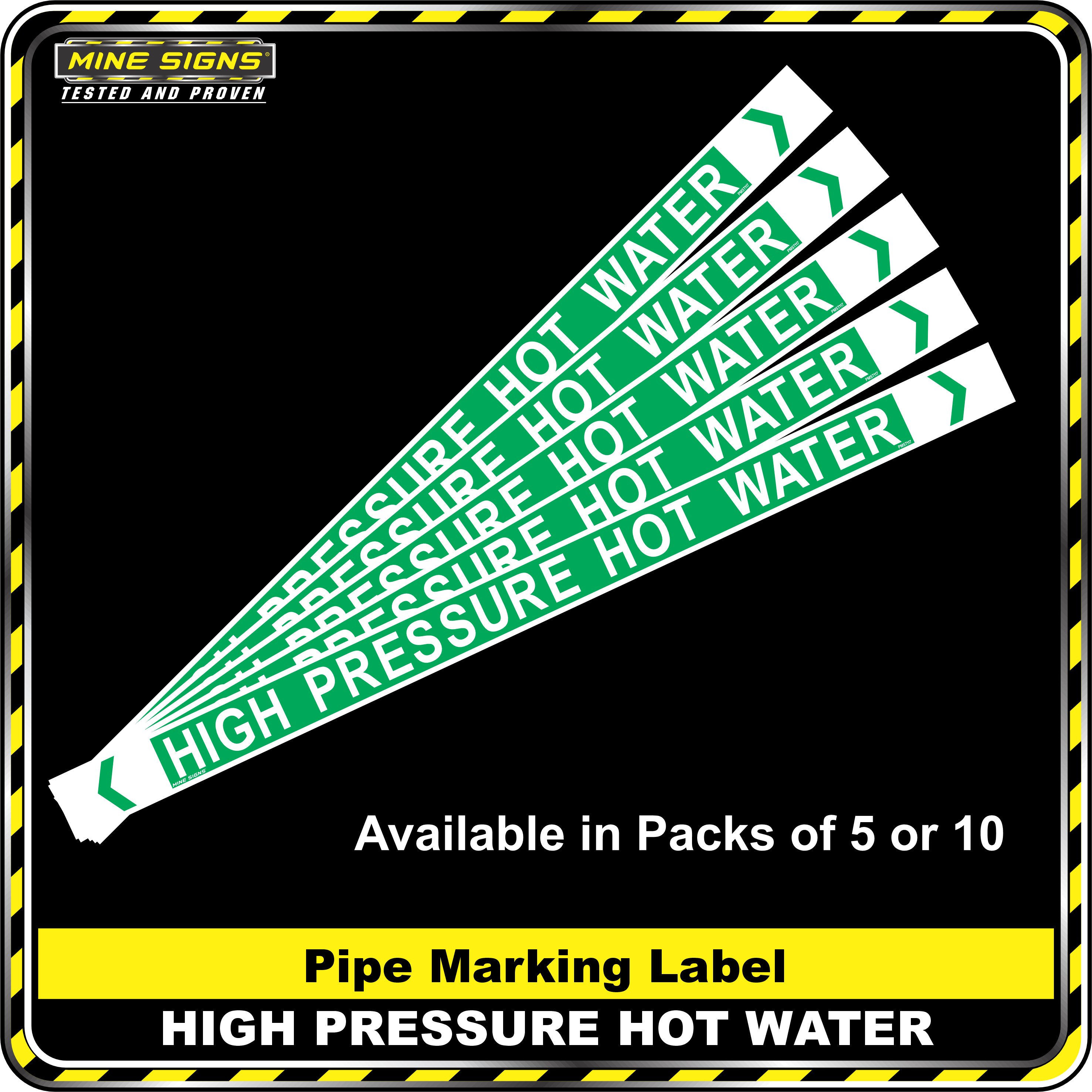 Pipe Marking Label - High Pressure Hot Water MS - Pipe Markers - High Pressure Hot Water