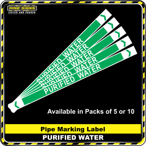 Pipe Marking Label - Purified Water MS - Pipe Markers - Purified Water
