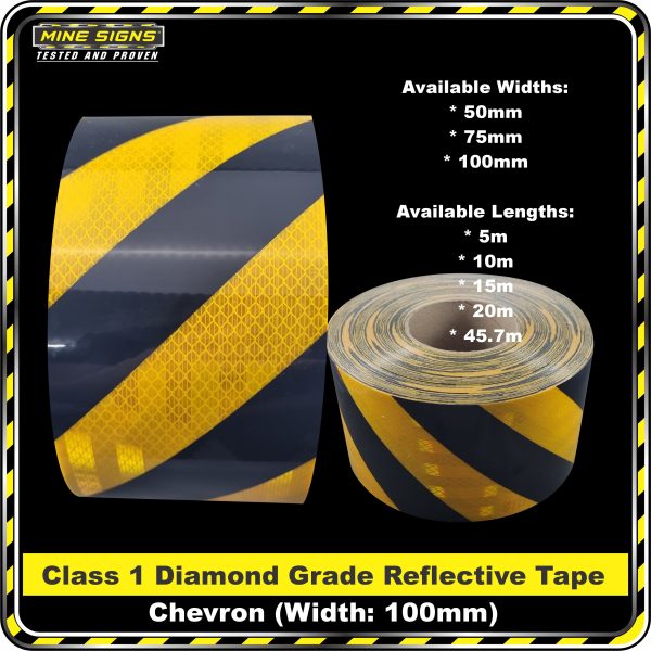 3M Black/Yellow Class 1 Chevron Reflective Tape - Left