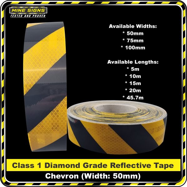 3M Black/Yellow Class 1 Chevron Reflective Tape - Left