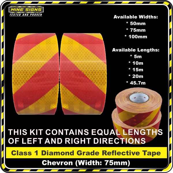 3M Red/Yellow Class 1 Chevron Reflective Tape - KIT
