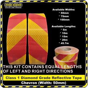3M Red/Yellow Class 1 Chevron Reflective Tape - KIT